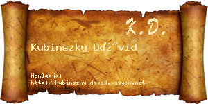 Kubinszky Dávid névjegykártya